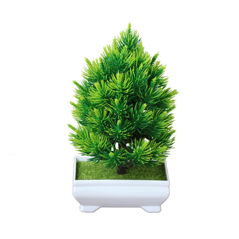 Chậu Cây Thông Xanh Giả Để Bàn, Để Trang Trí Kệ Treo Tường, Giá Sách.