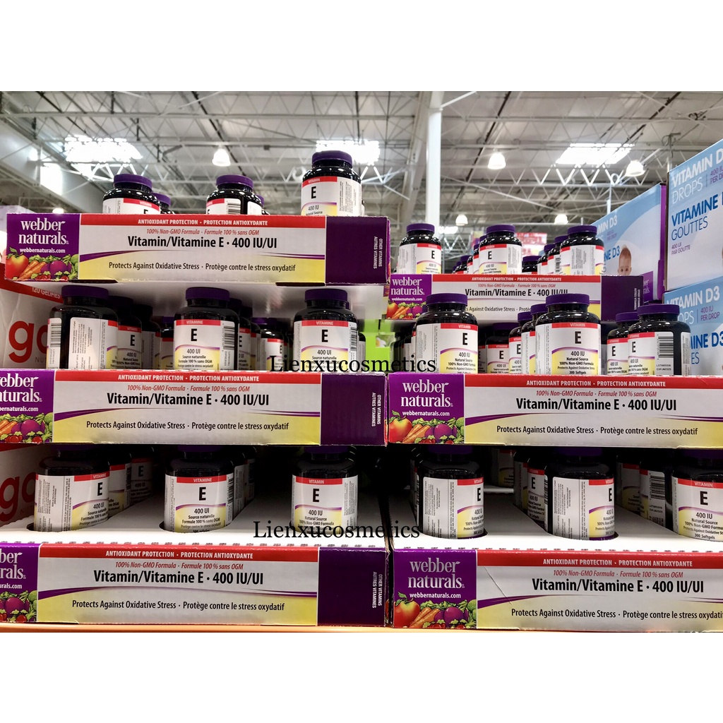 Vitamin E, 400 IU, hộp 300 viên Webber Naturals; HSD T12/2026