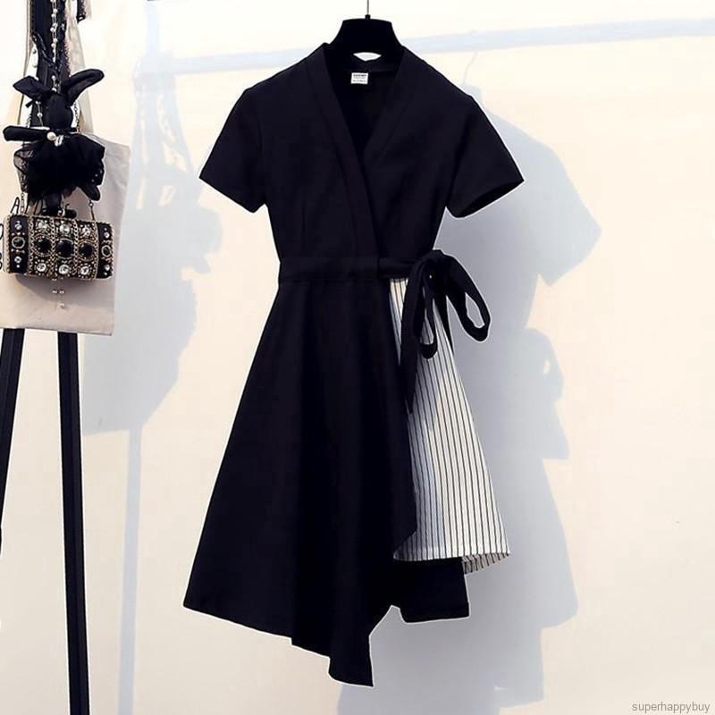 Đầm form rộng phối màu thời trang