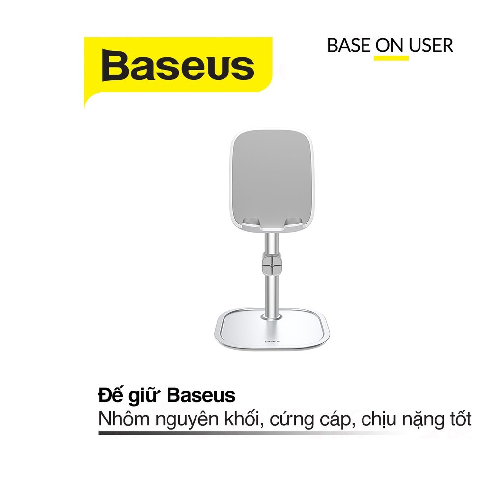 Đế giữ điện thoại máy tính bảng Baseus Holder Literary Youth nhôm nguyên khối chống bám vân tay chịu được sức nặng cao
