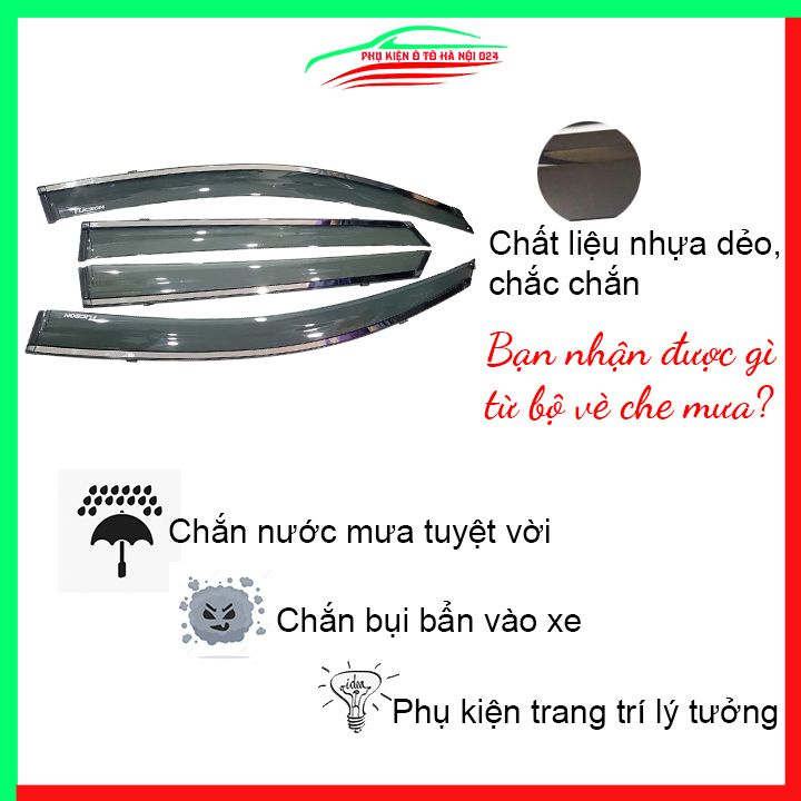 Vè che mưa cho xe ô tô Tucson 2016-2020 chỉ mạ