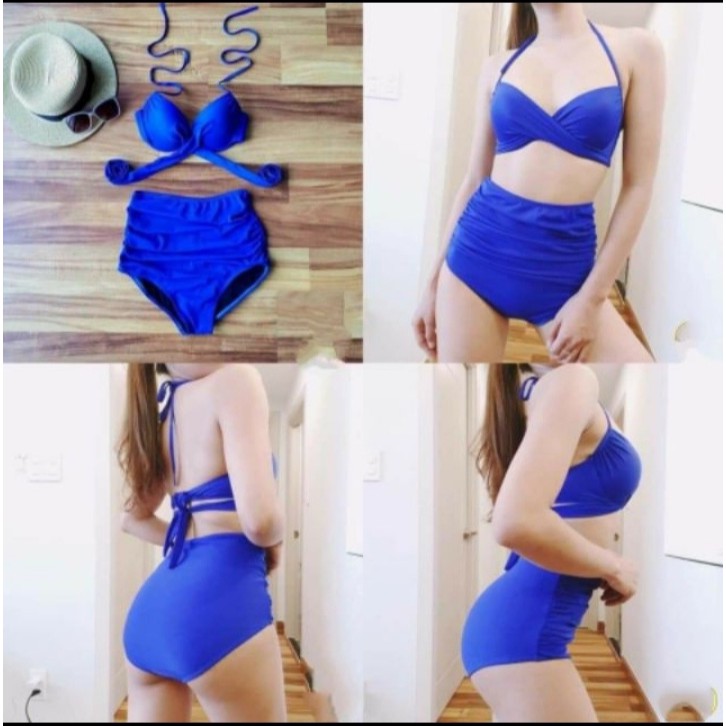 [ẢNH THẬT - GIÁ RẺ] Bikini đồ bơi đi biển 2 mảnh gọng chéo cạp cao quần nhún VATIXA BKN45