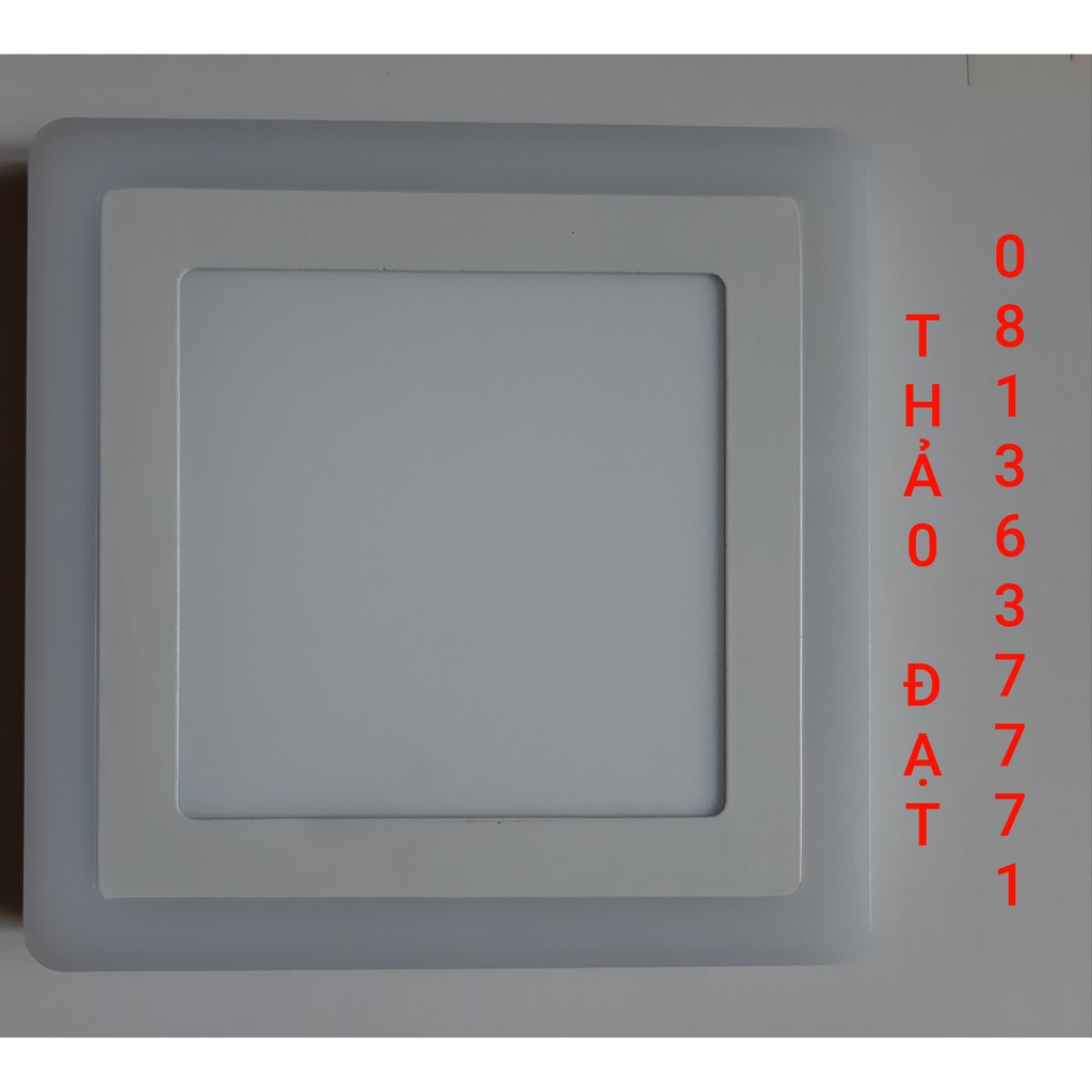 ĐÈN LED ỐP TRẦN VUONG VIỀN XANH DƯƠNG 3 CHẾ ĐỘ MÀU: 12W+4W