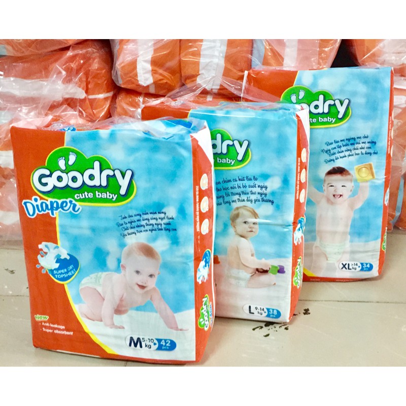 [Tặng khăn ướt 80 tờ] Combo 2 bịch tã dán goodry 2 S46 / 2 M42 / 2 L38 / 2 XL34