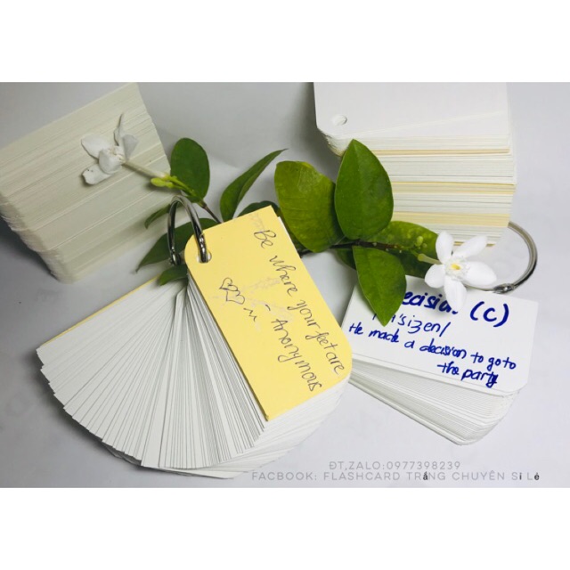 RẺ BẤT NGỜ 100 thẻ flashcard trắng bo góc chiếc lá các loại