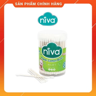 Tăm bông niva cho trẻ sơ sinh hũ xoay 200 que thân giấy bhp1 - ảnh sản phẩm 1