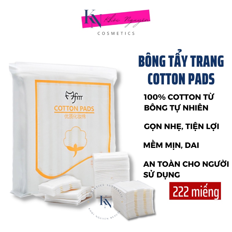Bông tẩy trang 222 miếng, bông tẩy trang cotton 3 lớp