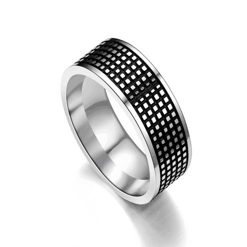 Nhẫn Nam Bản To Kẻ Ô Vuông Titan Ko Rỉ TT 2329