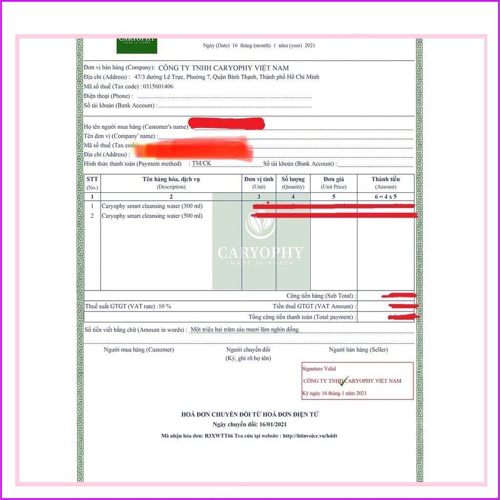 Nước tẩy trang thông minh Caryophy 30ml