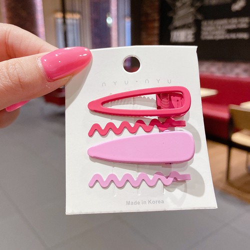 Set 4 Kẹp Tóc Gợn Sóng Nhiều Màu Xinh Xắn Phong Cách Hàn Quốc