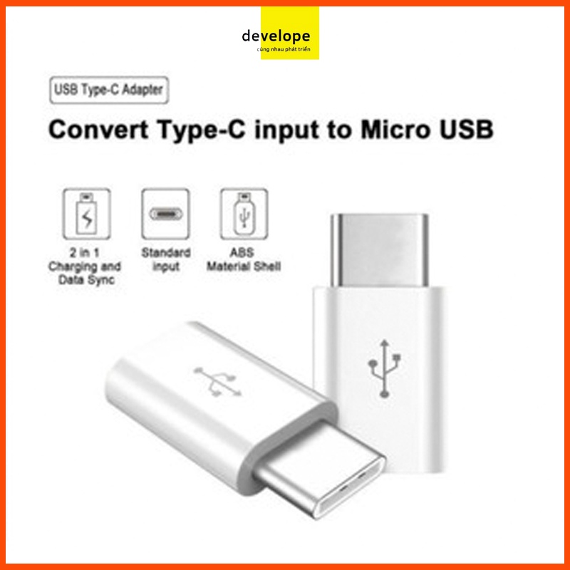 Combo 4 cái đầu chuyển đổi chân Micro USB sang Type C [OTG]