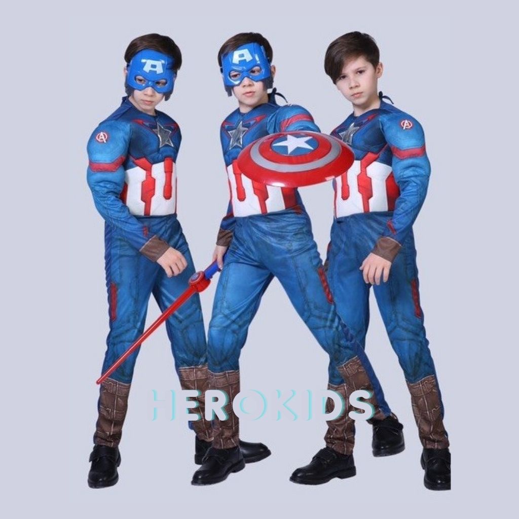 Đội trưởng mỹ hóa trang cho bé trai bộ quần áo trẻ em Captain đồ chơi hóa trang halloween độn bông COSPLAY2111