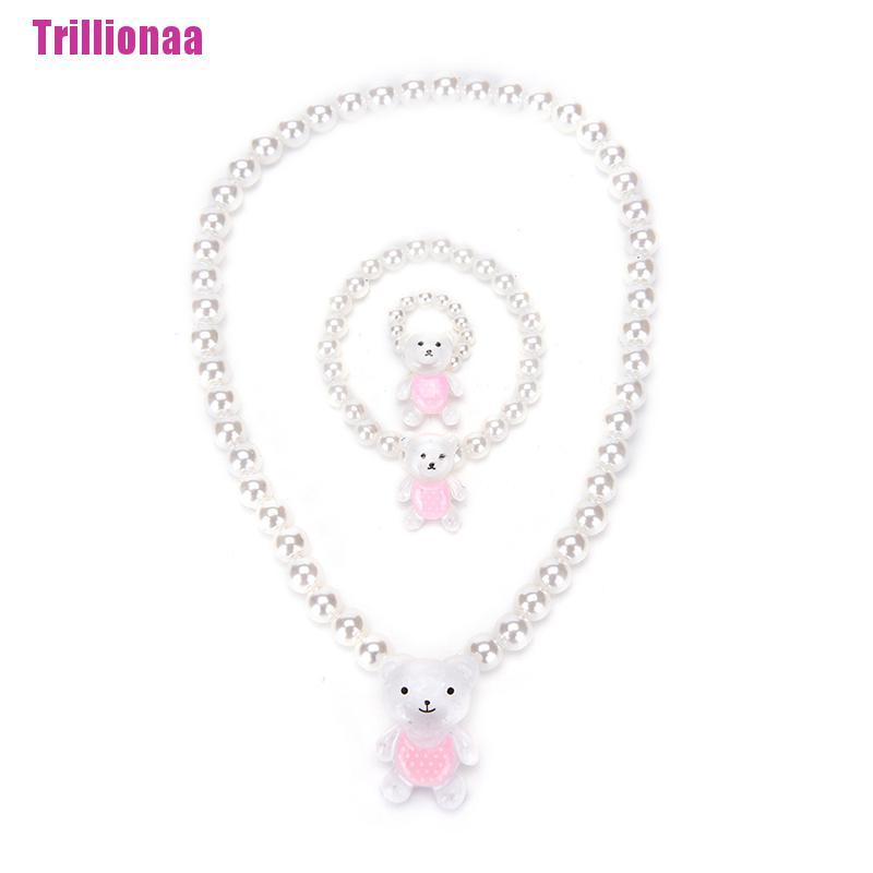 Set trang sức gồm dây chuyền / vòng tay / nhẫn ngọc trai xinh xắn cho bé