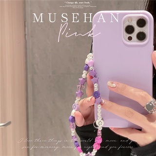 Ốp Điện Thoại Mềm Hình Mặt Cười Màu Tím Có Dây Đeo Cho Iphone 11 12 Pro Max XR X XS 7 8 Plus SE 2020