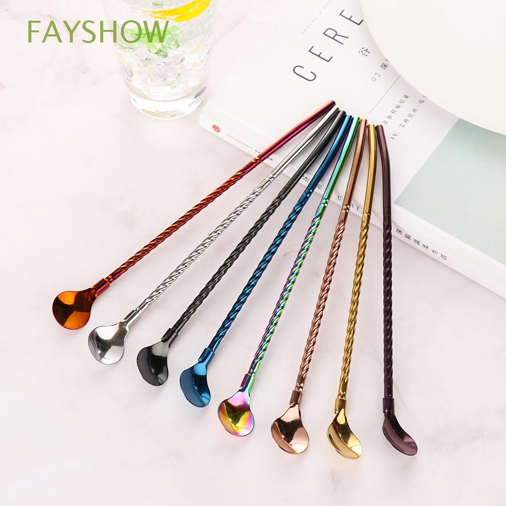 Bar Tea Party Metal Bent Filter Reusable Straws Spoon