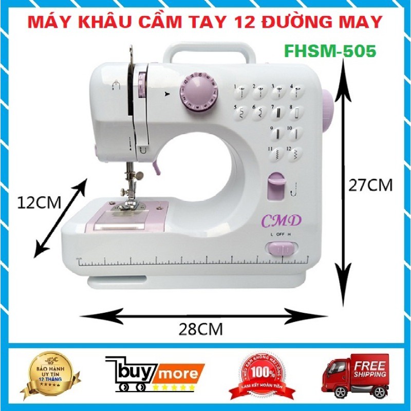 Máy may mini, máy may gia đình thông minh cao cấp FHSM 505A -Có Vắt Sổ, May Được Vải Thun Có Chân Vịt