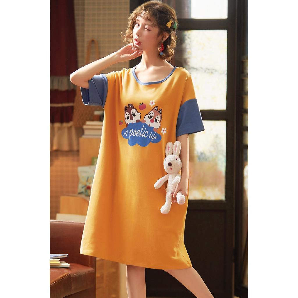 Đầm Thun Cotton Ngắn Tay Dáng Dài Thời Trang Mùa Hè Cho Nữ | BigBuy360 - bigbuy360.vn