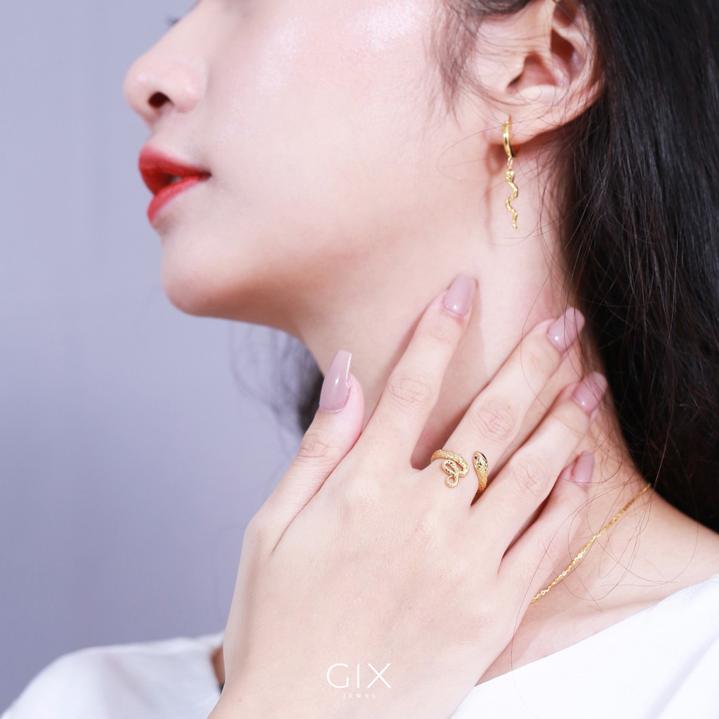 Nhẫn bạc nữ mạ vàng rắn đuôi xoắn Gix Jewel SPGN38