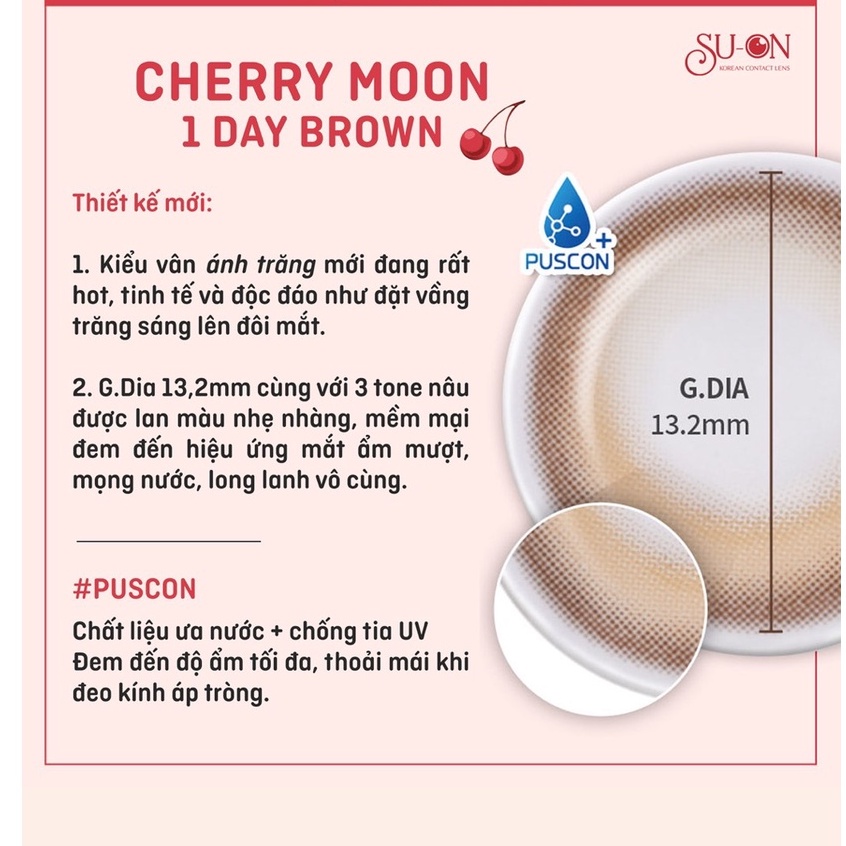 [Video thật] Lens 1 ngày Olens CHERRY MOON BROWN áp tròng 14,2mm, nâu tây long lanh Hàn Quốc, siêu êm đeo 24h