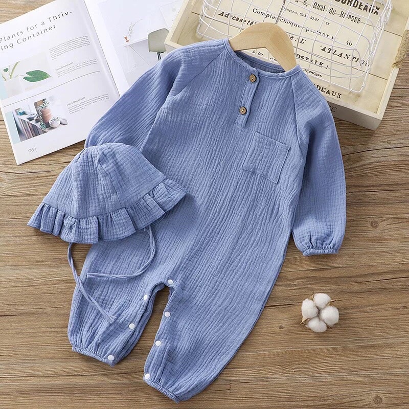 Bodysuit chất xô muslin tree cao cấp cho bé trai bé gái xuất Nhật