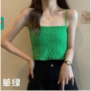 Áo xốp 2 dây croptop kiểu vảy cá cực xinh , chất thun xốp dày dặn