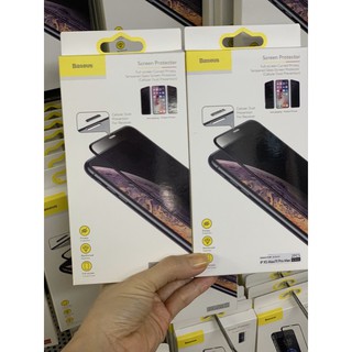 Combo bộ 2 miếng dán Kính cường lực full màn hình Baseus bảo vệ màng loa cho IPhone Xs Max/IPhone 11 Pro Max