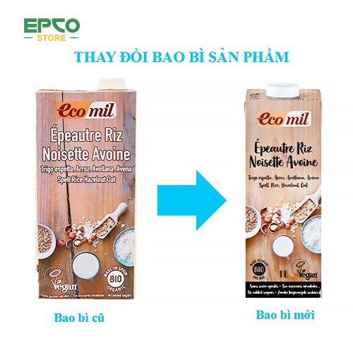 EcoMil Nước uống từ lúa mì yến mạch và hạt phỉ không thêm đường hữu cơ 1L