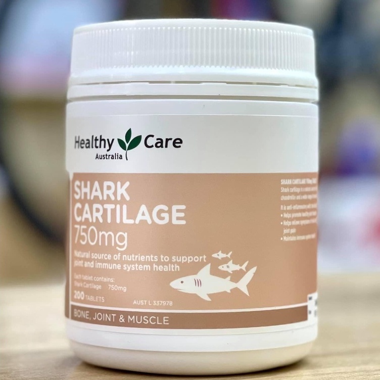 Sụn Cá Mập Healthycare Shark Cartilage 750mg 200, Hỗ Trợ Các Vấn Đề Về Xương Khớp