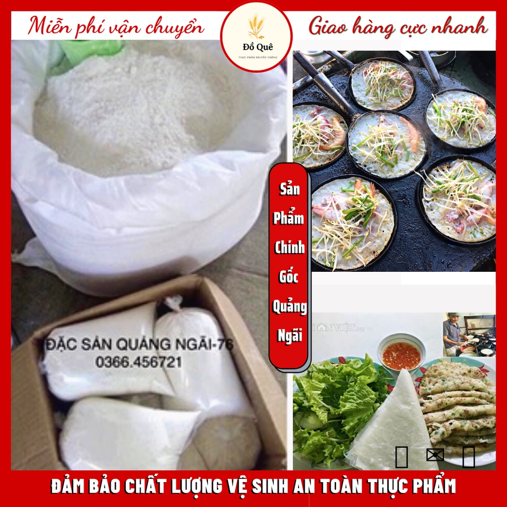 BỘT GẠO ĐÚC BÁNH XÈO QUẢNG NGÃI  TÚI 1KG  GẠO KHÔ TỰ NHIÊN XUẤT THỦ CÔNG TRUYỀN THỐNG