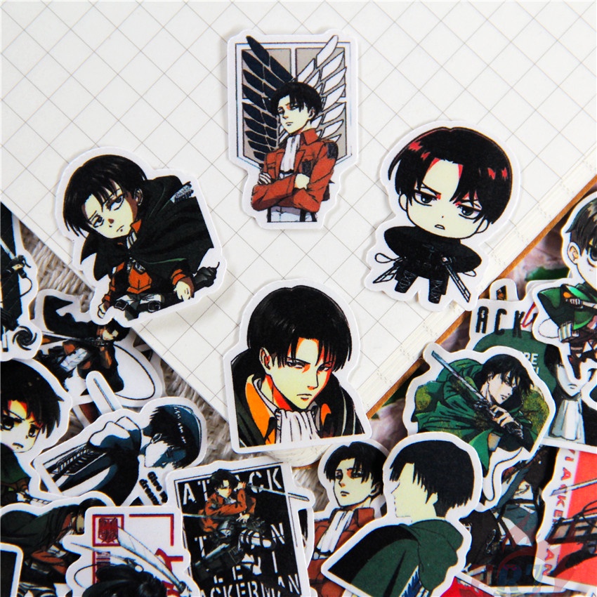 ★★★ Levi·Ackerman Q-2 Attack on Titan Mini Diary Manual Stickers ★★★ 50pcs/set DIY Fashion Album Decor Stickers（Size：2~3cm）