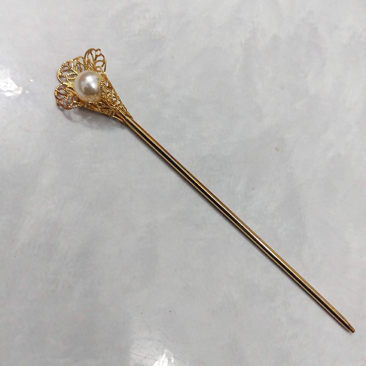 Trâm cài tóc cổ trang đính hạt trai 14.2cm phong cách đơn giản dùng cho búi tóc cosplay cổ phục việt phục