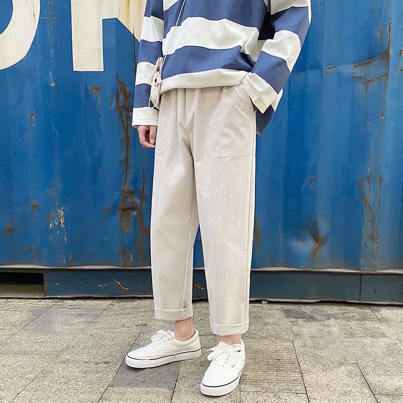 Quần Dài Nam Ống Rộng Thời Trang Phong Cách Hong Kong