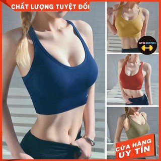 [VIDEO THẬT] Áo Bra tập Gym Yoga - Áo ngực thể thao gài lưng Quảng Châu chất dệt có mút ngực