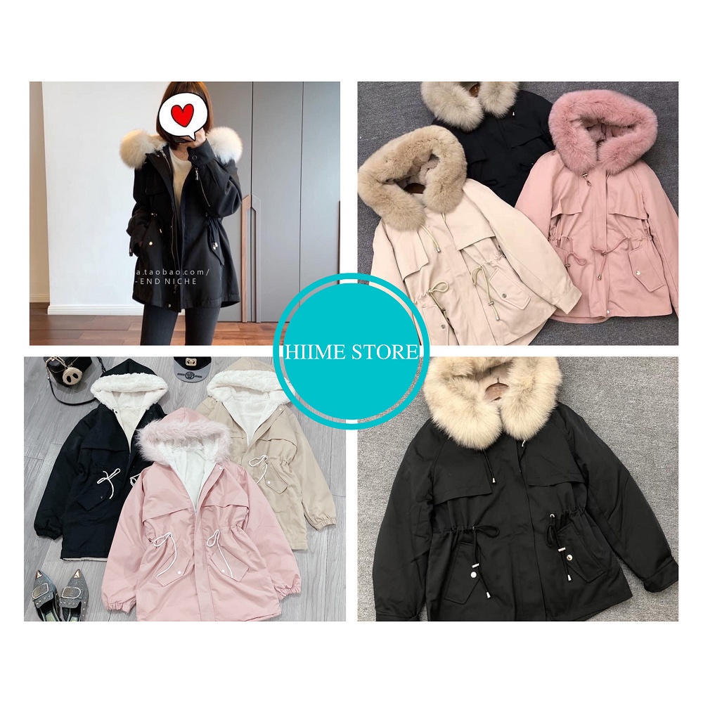 Áo Khoác Kaki Nữ Lót Lông Dây Rút Eo Cao Cấp, Áo Jacket Đại Hàn Túi Chéo 2 Lớp 3 Màu Cao Cấp - Hàng mới về