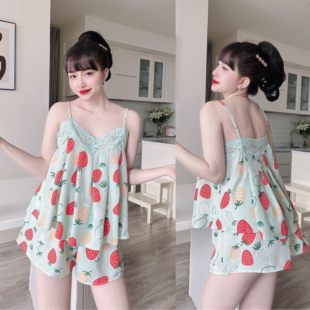 Đồ ngủ nữ MIKY, Đồ Ngủ Sexy lụa Mango cao cấp mềm mại xinh xắn &lt;70kg