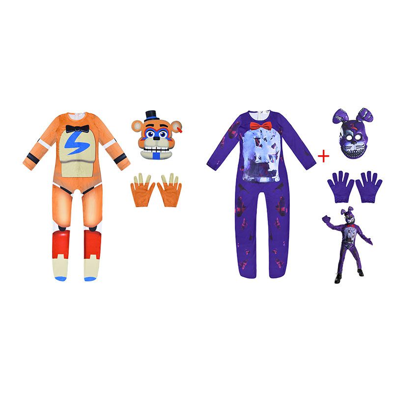 Five Nights At Freddy'S Fancy Halloween Costume for Kids Sundrop FNAF Sun clown Jumpsuit With mask Cosplay Anime Christmas Birthday Gift for Kids