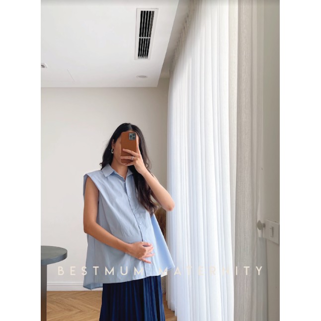 Áo Bầu Cổ Đức Sát Nách Poplin / TE0002