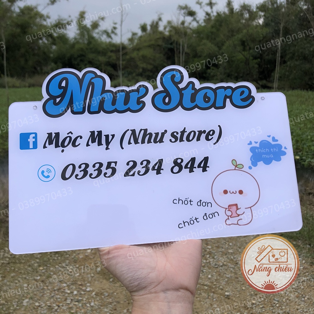 Bảng hiệu bán hàng online, biển tên shop. chất liệu mica sáng bóng