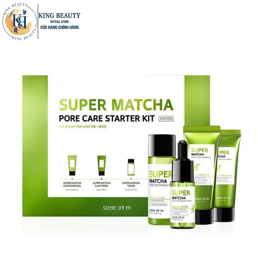 Bộ Kit 4 Món Giúp Se Khít Lỗ Chân Lông, Cải Thiện Mụn Đầu Đen Some By Mi Super Matcha Pore Care Starter Kit (Edition)