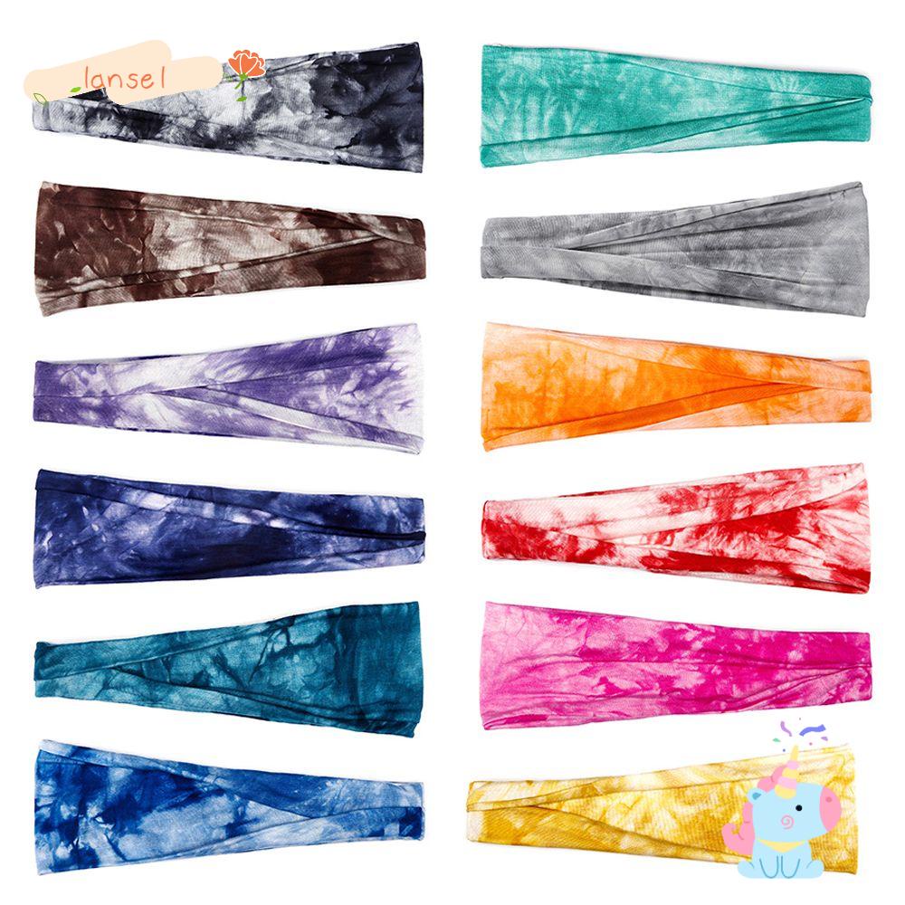 Băng Đô Nhuộm Màu Loang Co Giãn Thấm Hút Mồ Hôi Cho Nữ