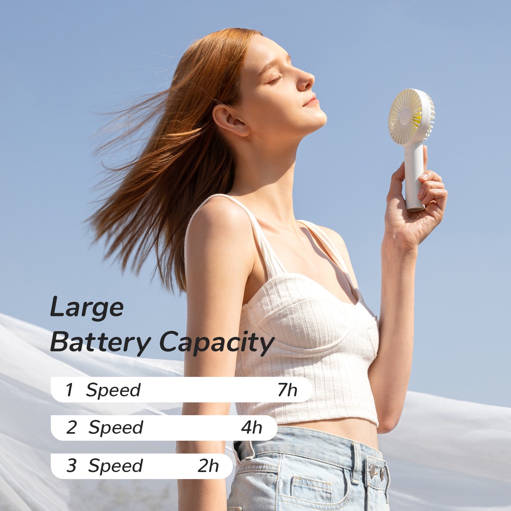 Quạt JISULIFE 2000mAh nhỏ gọn hoạt động êm ái và nhanh chóng