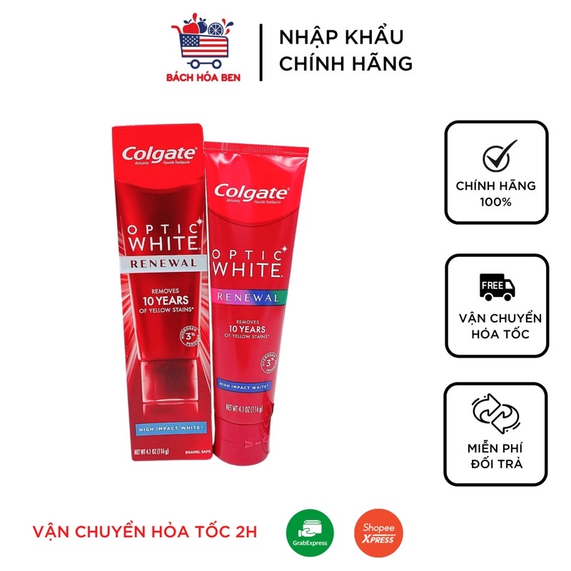 Kem đánh răng COLGATE OPTIC WHITE MỸ 116g