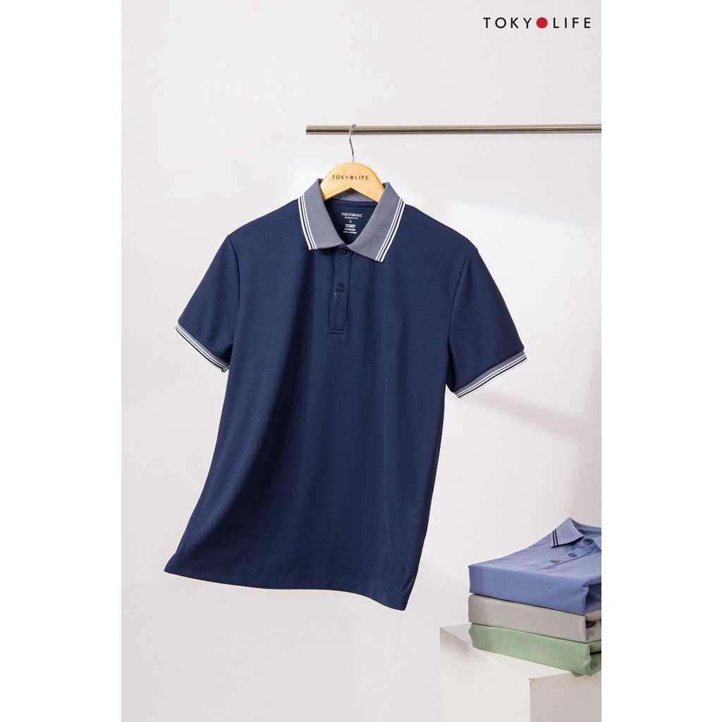 Áo Polo Nam TOKYOLIFE phông cộc tay, vải cotton thoáng khí I7POL004K