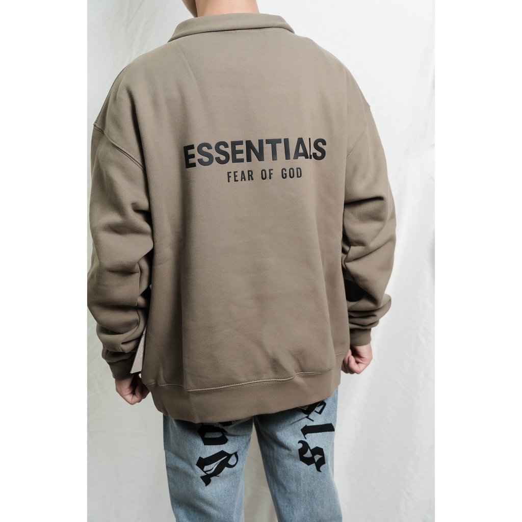Áo sweater FEAR OF GOD FOG ESSENTIALS half zip ss21 unisex chất liệu nỉ bông cao cấp