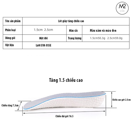 Lót Giày Tăng Chiều Cao Nửa Bàn Siêu Nhẹ, Thoáng Khí, Hấp Thụ Sốc Tốt L15