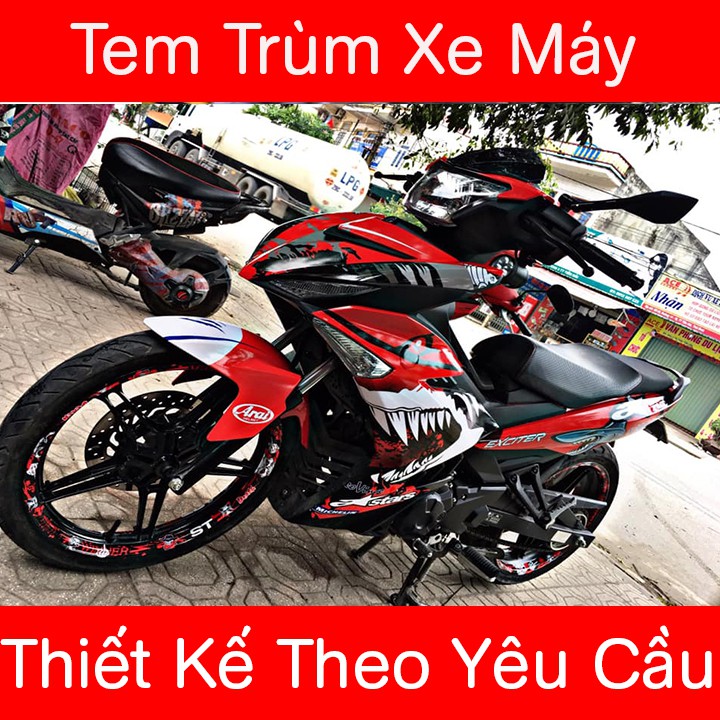 Tem trùm Tem Exciter 150 Đỏ Trắng Cá Mập