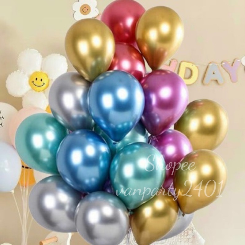 Bóng siêu nhũ, bóng chrome 10” , 12”  trang trí sinh nhật, party, khai trương, cưới hỏi, sự kiện, đầy tháng…