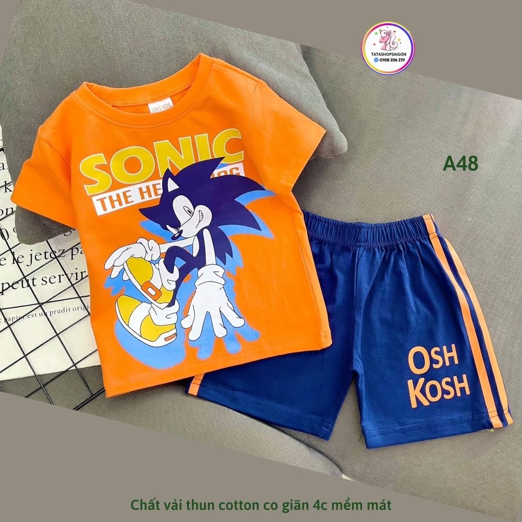 8 đến 22kg - Bộ đùi mặc mát cho bé trai thun cotton hình thú siêu nhân khủng long A48