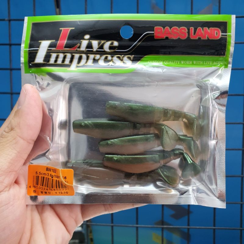 Mồi mềm 5 khúc Bass land Live Impress - MỒI GIẢ CÂU LURE CÁ LÓC, CHẼM - 5.5cm 3.6gr - bịch 5 con