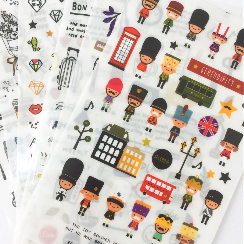 Set 6 tờ giấy dán trang trí dễ thương